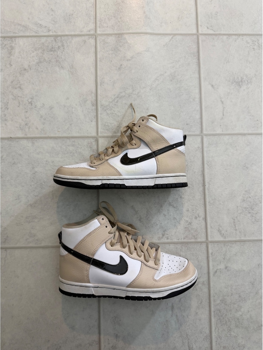 Nike high top sneakers beige white black